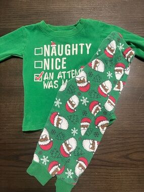 The Children's Place Green 'Naughty Nice' Holiday Pajama Set
